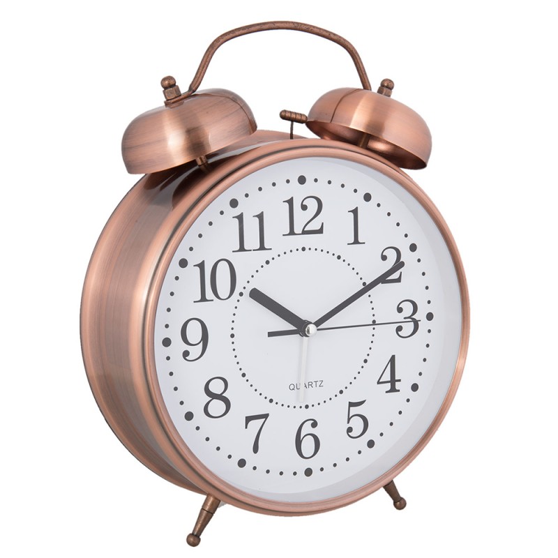 2Clayre & Eef Alarm Clock  6AC0022 23*8*30 cm Copper Metal Glass Round