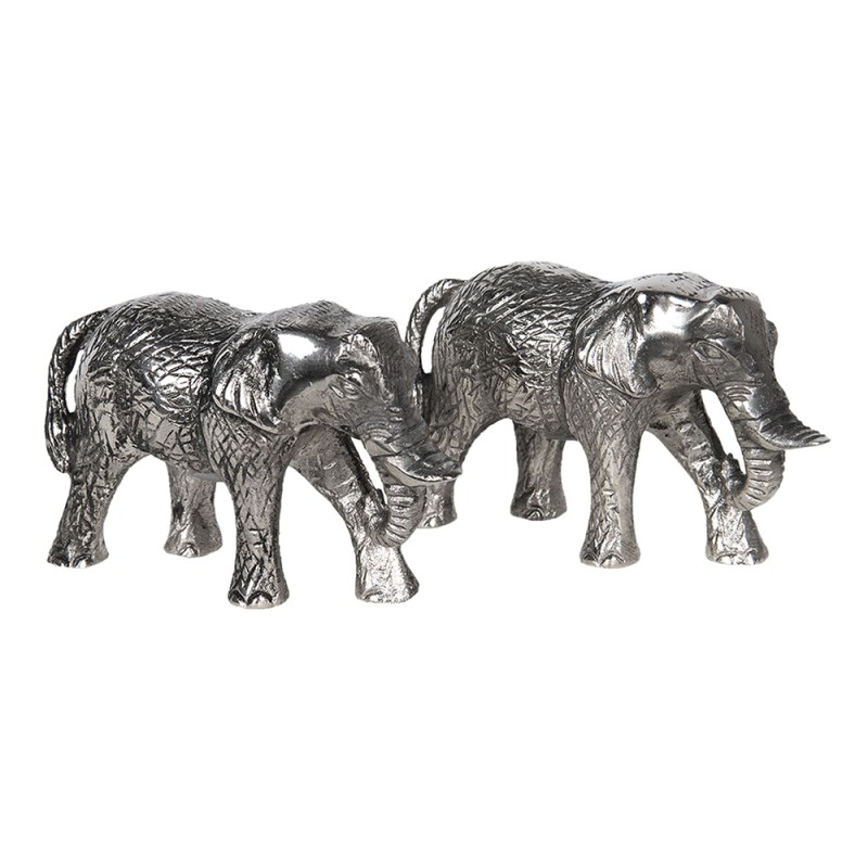 Clayre & Eef Porta pepe e sale set di 2 Elefante 11x4x7 cm Color argento Alluminio