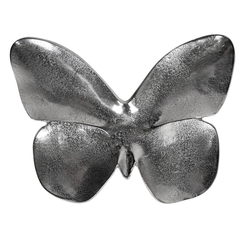 Clayre & Eef Serving Platter 34x26x2 cm Silver colored Aluminium Butterfly