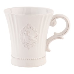 Clayre & Eef Mug Ø 10*13*11 cm / 300 ml Bianco Ceramica