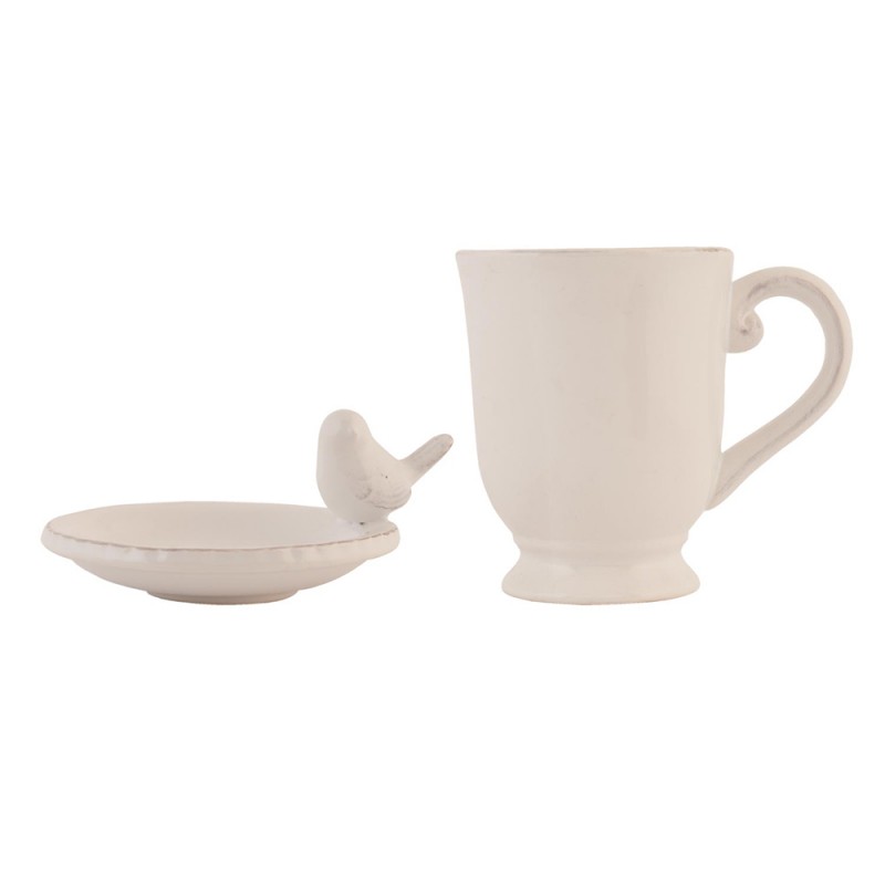 Clayre & Eef Cup and Saucer 300 ml Beige Ceramic Round