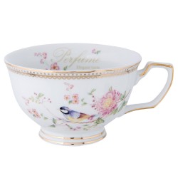 Clayre & Eef Cup and Saucer 150 ml White Porcelain Round