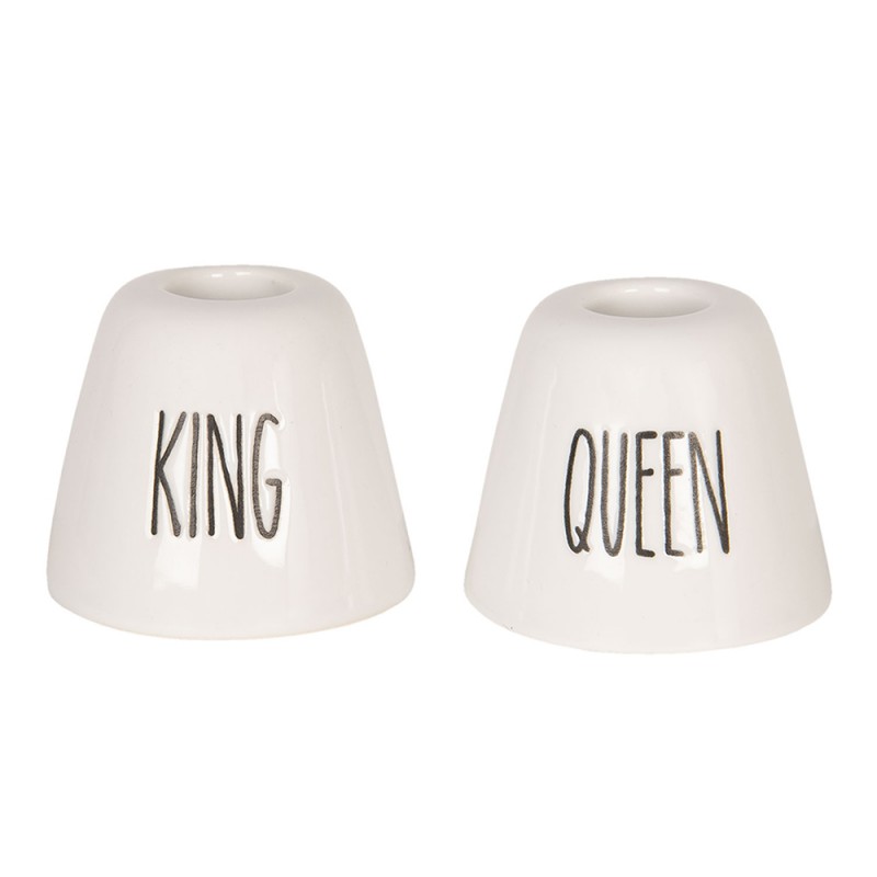 Clayre & Eef Portaspazzolino Bianco Ceramica King Queen