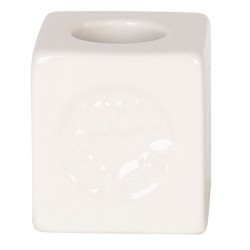 Clayre & Eef Porta Spazzolini da Denti 4*4*4 cm Bianco Ceramica