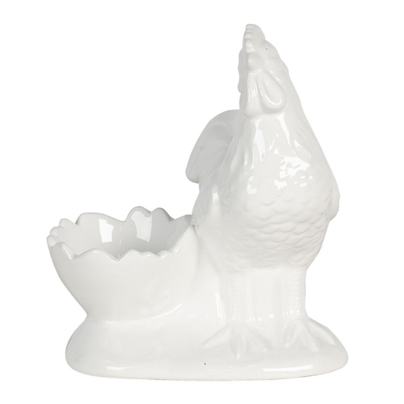 Clayre & Eef Egg Cup 11x9x13 cm White Ceramic Rooster