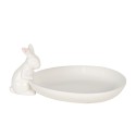 Clayre & Eef Serving Platter 20x13x8 cm White Ceramic Oval Rabbit