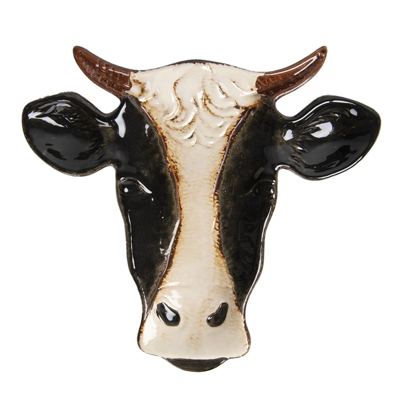 Clayre & Eef Plat de service 23x21 cm Noir Blanc Céramique Vache