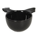 Clayre & Eef Measuring Spoon 14x13x7 cm Black Ceramic Round Rooster