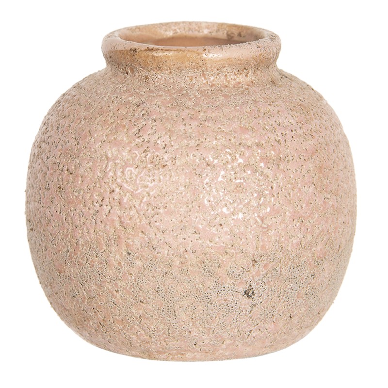 Clayre & Eef Vase 8 cm Rosa Beige Keramik Rund