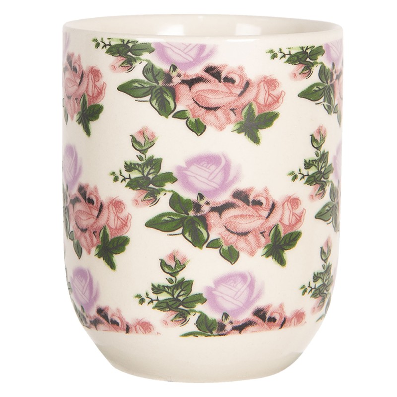Clayre & Eef Mug 100 ml Beige Pink Porcelain Round Flowers