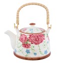 2Clayre & Eef Teekanne mit Sieb 6CETE0020 700 ml Mehrfarbig Keramik Rund Blumen Teekanne Japanische Teekanne