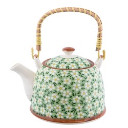 Clayre & Eef Teapot with Infuser 700 ml Green Ceramic Round