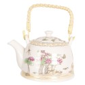 Clayre & Eef Teapot with Infuser 800 ml Beige Pink Porcelain Round Flowers