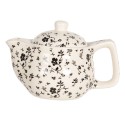 Clayre & Eef Teapot with Infuser 400 ml Beige Black Porcelain Round Flowers