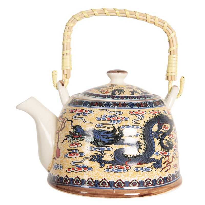 Clayre & Eef Teapot with Infuser 800 ml Yellow Blue Porcelain Round