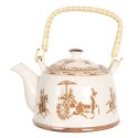 Clayre & Eef Teapot with Infuser 800 ml Beige Brown Porcelain Round