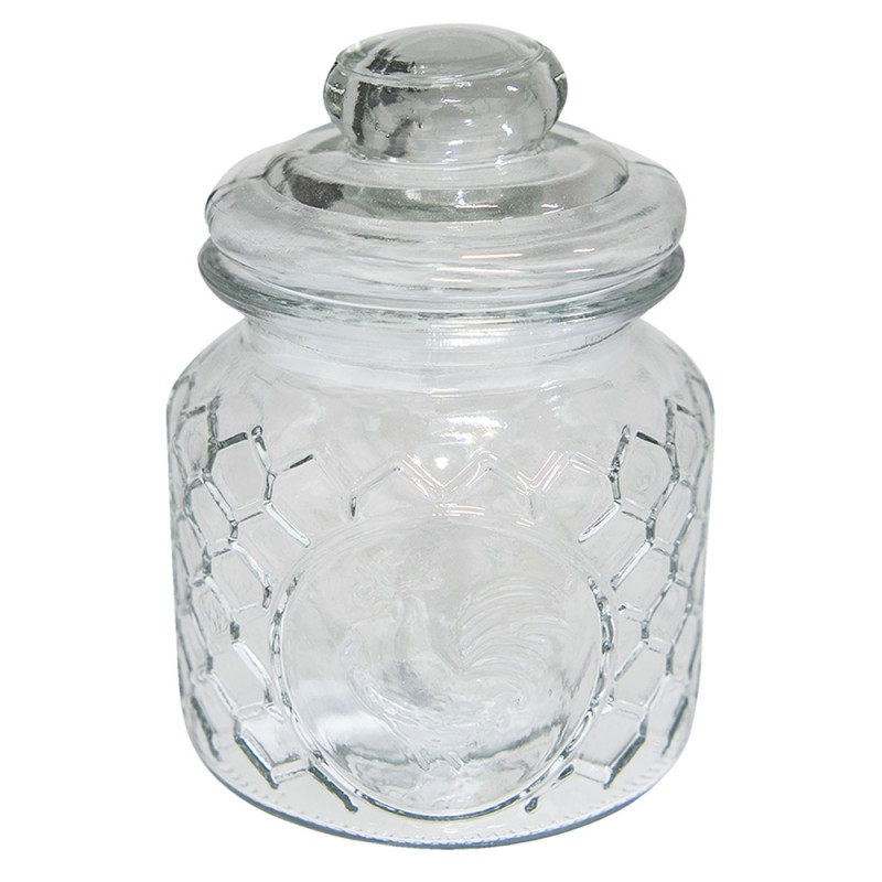 2Clayre & Eef Glass Jar Ø 10x14 cm Transparent Glass Round
