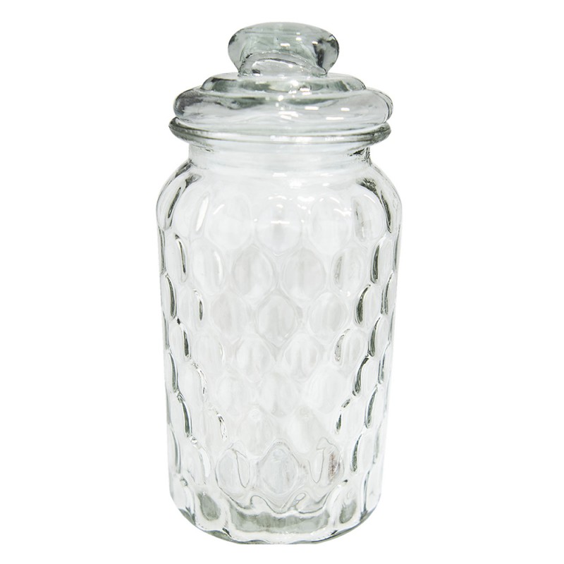 2Clayre & Eef Glass Jar Ø 10x22 cm Transparent Glass Round