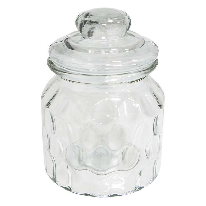 2Clayre & Eef Glass Jar Ø 10*14 cm Transparent Glass Round