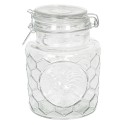 2Clayre & Eef Glass Jar 6GL2406M 1300 ml Transparent Glass Round Honeycomb