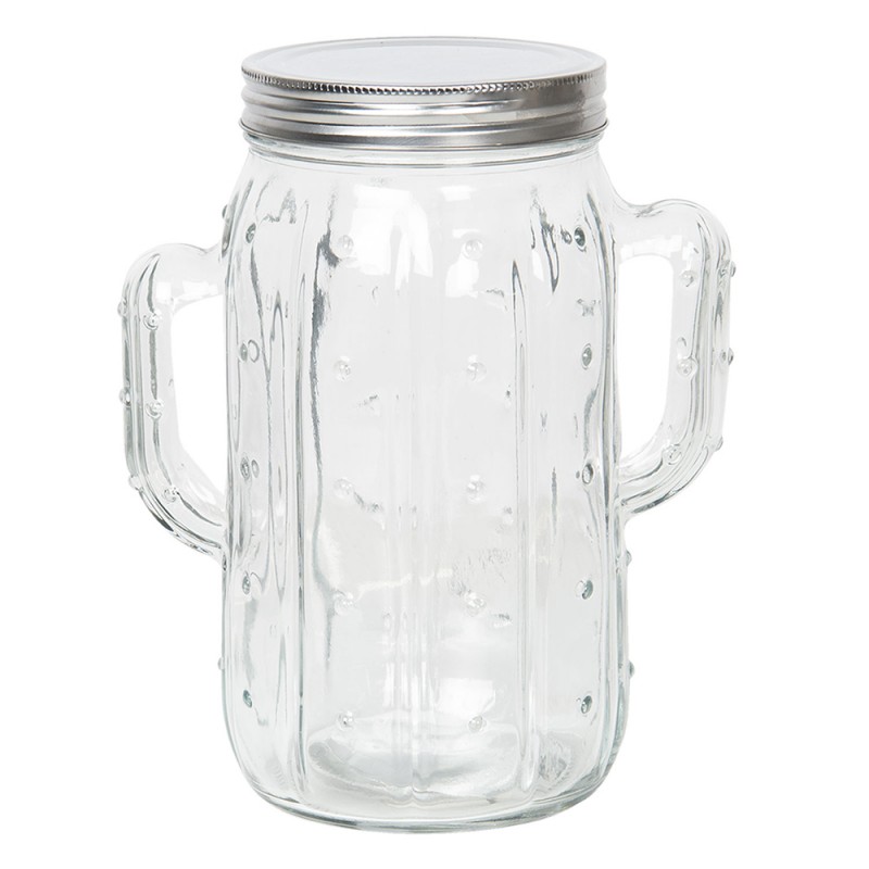 2Clayre & Eef Glass Jar Cactus 6GL2408 1350 ml Transparent Glass Round