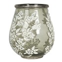 Clayre & Eef Teelichthalter Ø 15x18 cm Grün Weiß Glas Metall Blumen