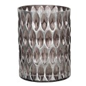 Clayre & Eef Tealight Holder Ø 11x15 cm Silver colored Glass Round