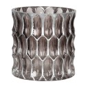 Clayre & Eef Tealight Holder Ø 10x10 cm Silver colored Glass Round