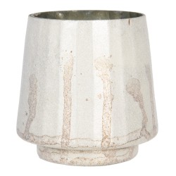 Clayre & Eef Tealight Holder Ø 13x13 cm Beige Glass Round