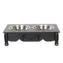 2Clayre & Eef Dog Bowl 2x500 ml Black Wood Iron