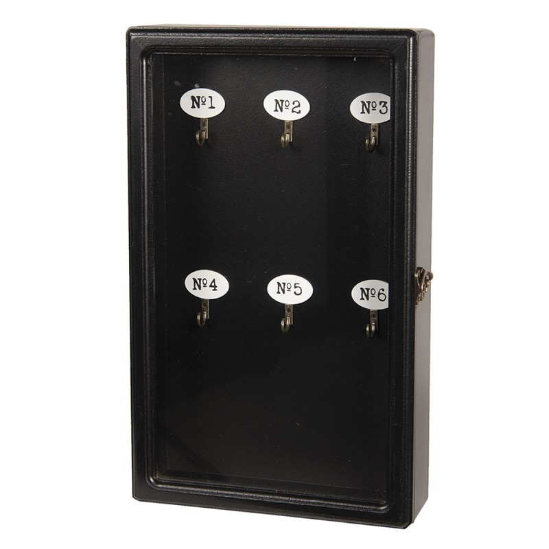 Clayre & Eef Key Cabinet 24x7x38 cm Black Wood Rectangle