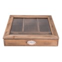 Clayre & Eef Cutlery Tray 30x30x8 cm Brown Wood Glass Square