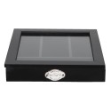 Clayre & Eef Cutlery Tray 30x30x8 cm Black Wood Glass Square
