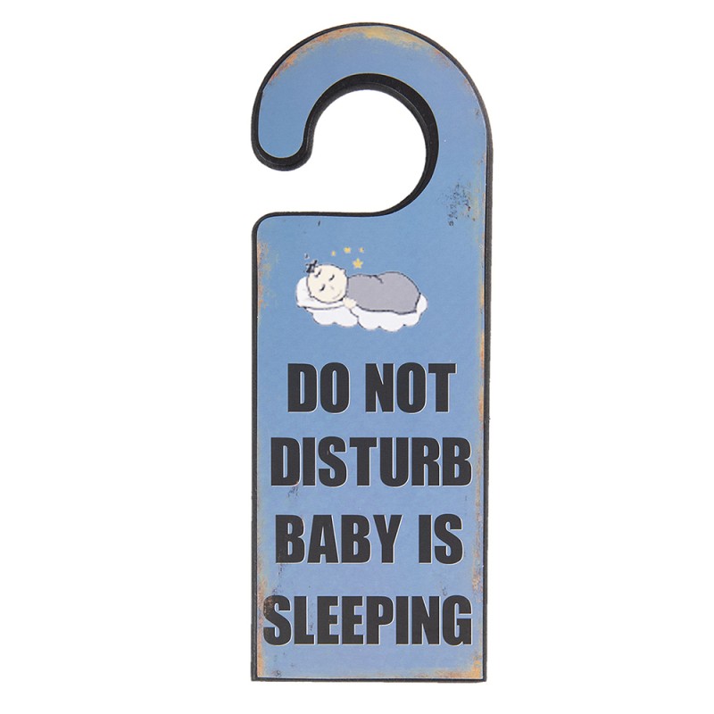 Clayre & Eef Text Sign 11x30 cm Blue Black Wood Rectangle Do Not Disturb