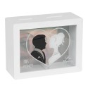 Clayre & Eef Money Box 18x7x14 cm White Wood Rectangle Heart
