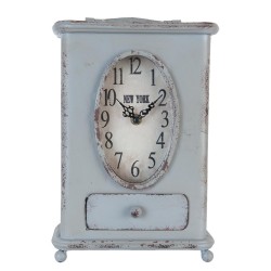Clayre & Eef Table Clock 20*13*30 cm Grey Iron Oval