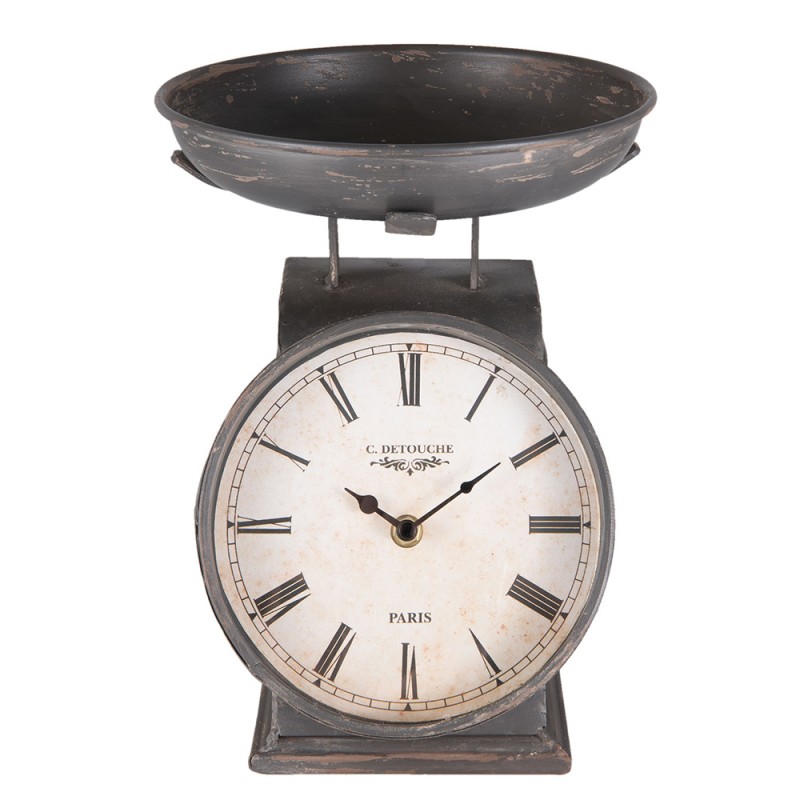 2Clayre & Eef Table Clock 21*23*26 cm Black Iron Round