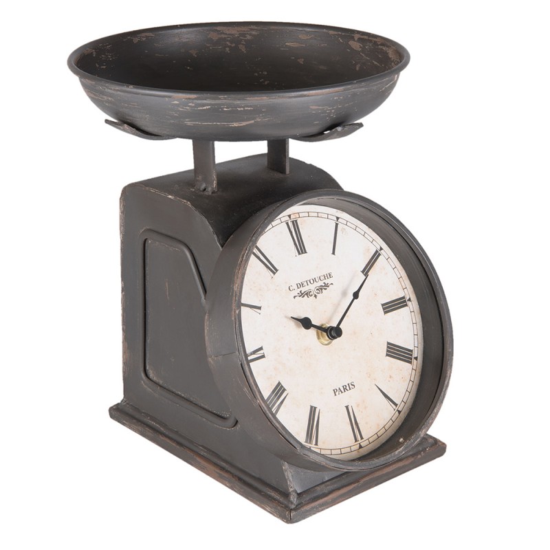 Clayre & Eef Table Clock 21x23x26 cm Black Iron Round