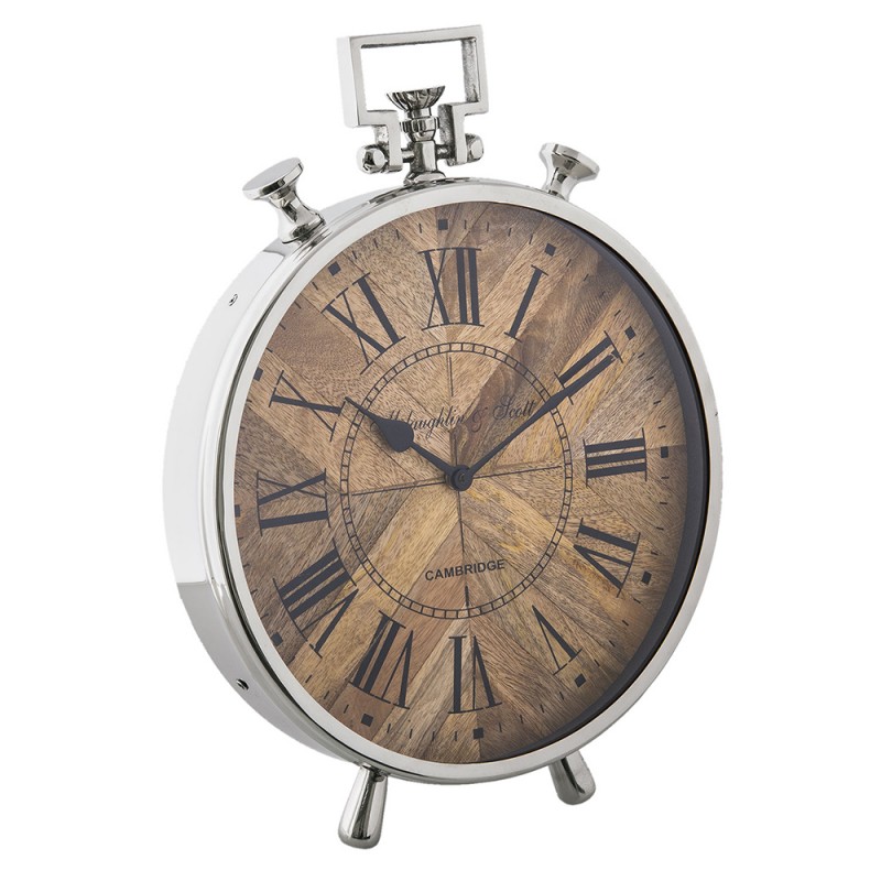2Clayre & Eef Table Clock 30x10x41 cm Silver Iron Wood