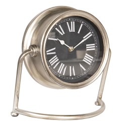 Clayre & Eef Table Clock 30*13*28 cm Silver Wood Metal