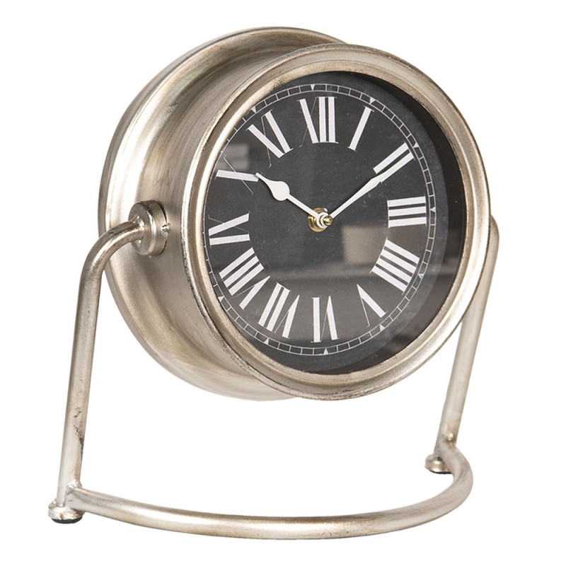 2Clayre & Eef Table Clock 30*13*28 cm Silver Wood Metal