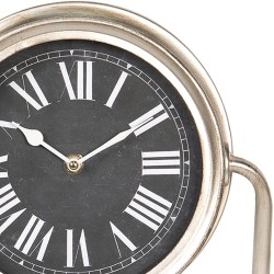 Clayre & Eef Table Clock 30*13*28 cm Silver Wood Metal