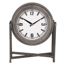 Clayre & Eef Table Clock 28*12*36 cm Grey Wood Metal