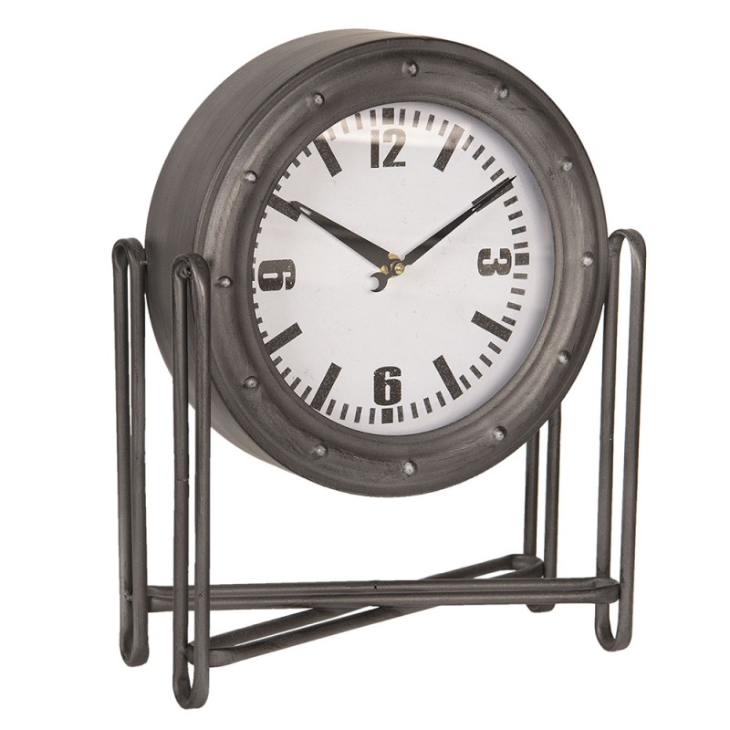 2Clayre & Eef Table Clock 28*12*36 cm Grey Wood Metal