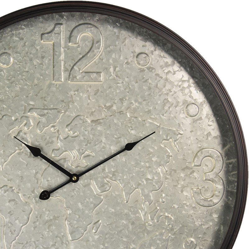 Clayre & Eef Wall Clock Ø 60 cm Grey Metal Round