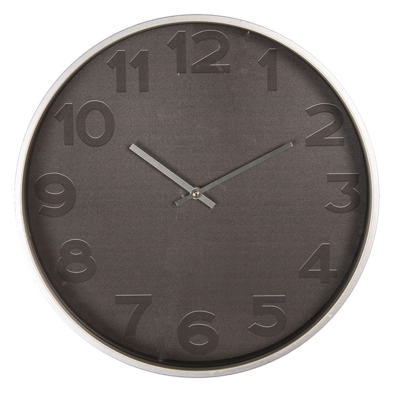 Clayre & Eef Clock Ø 40 cm Brown Wood Metal