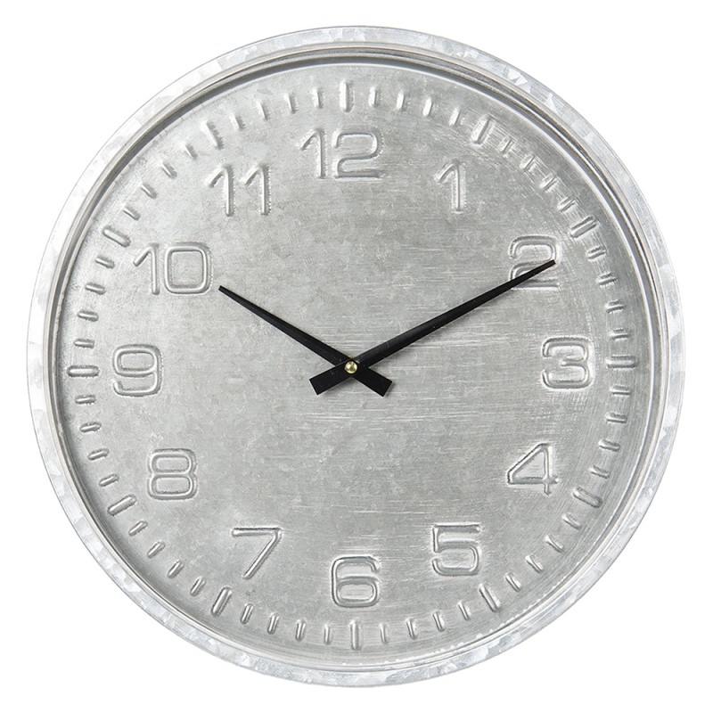 Clayre & Eef Wall Clock Ø 39 cm  Grey Wood Round