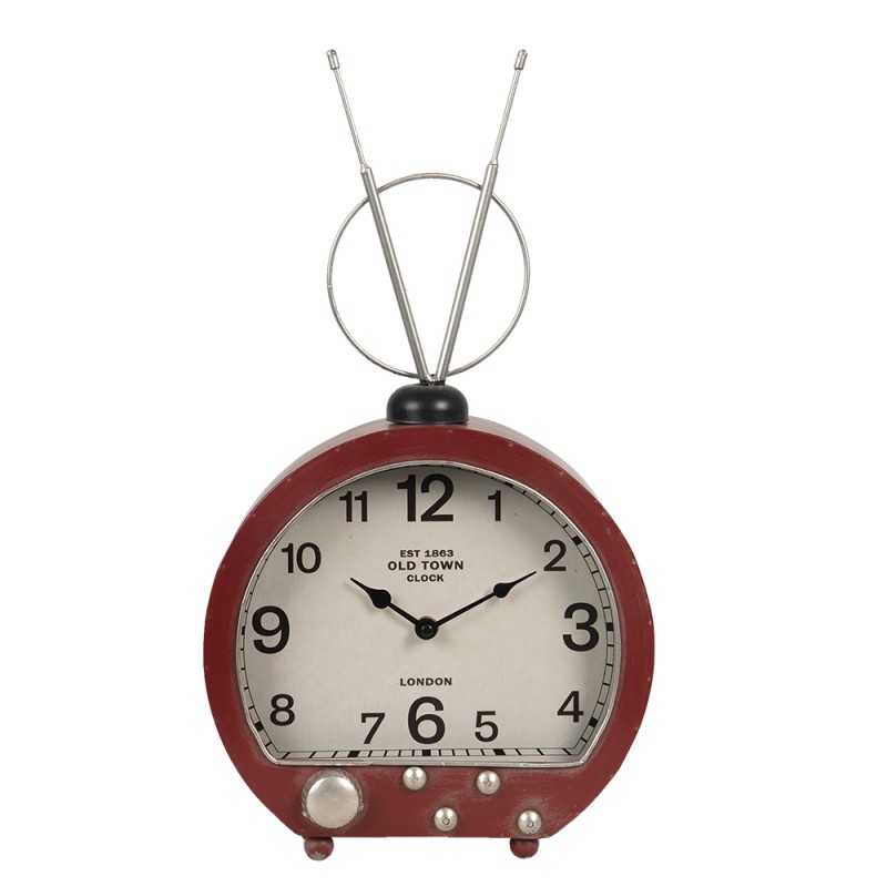 Clayre & Eef Table Clock 26x10x47 cm Red Metal Round