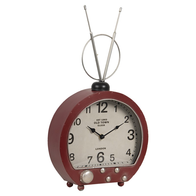 Clayre & Eef Table Clock 26x10x47 cm Red Metal Round