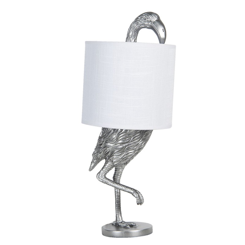 Clayre & Eef Table Lamp Ø 20x50 cm  White Plastic Round Flamingo